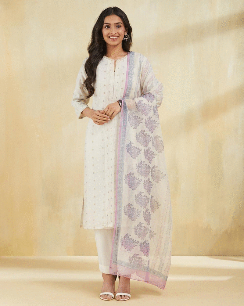 Women Cotton Silk Hand Block Printed Dupatta