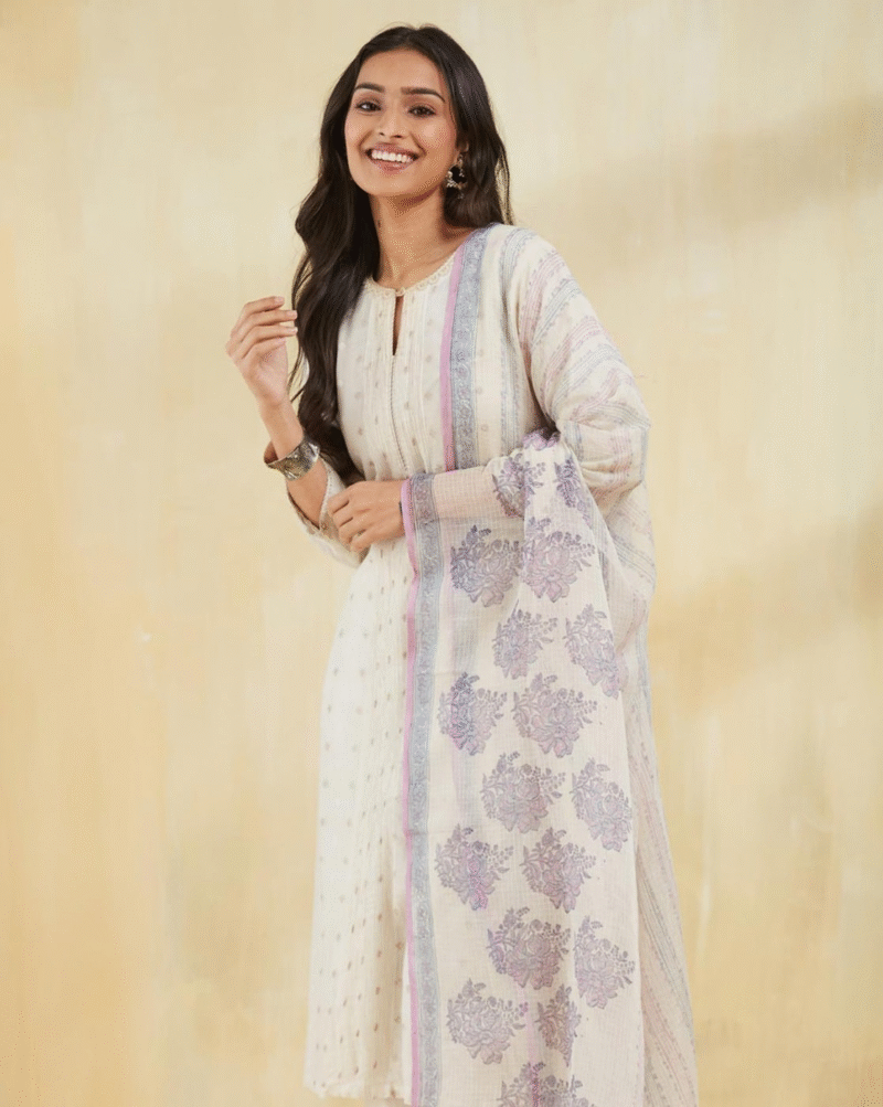 Women Cotton Silk Hand Block Printed Dupatta - Image 3