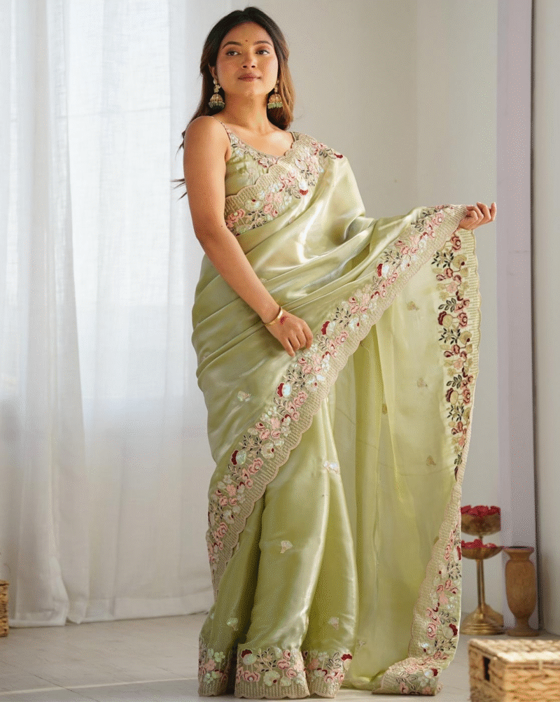Women Embroidered Saree - Image 2